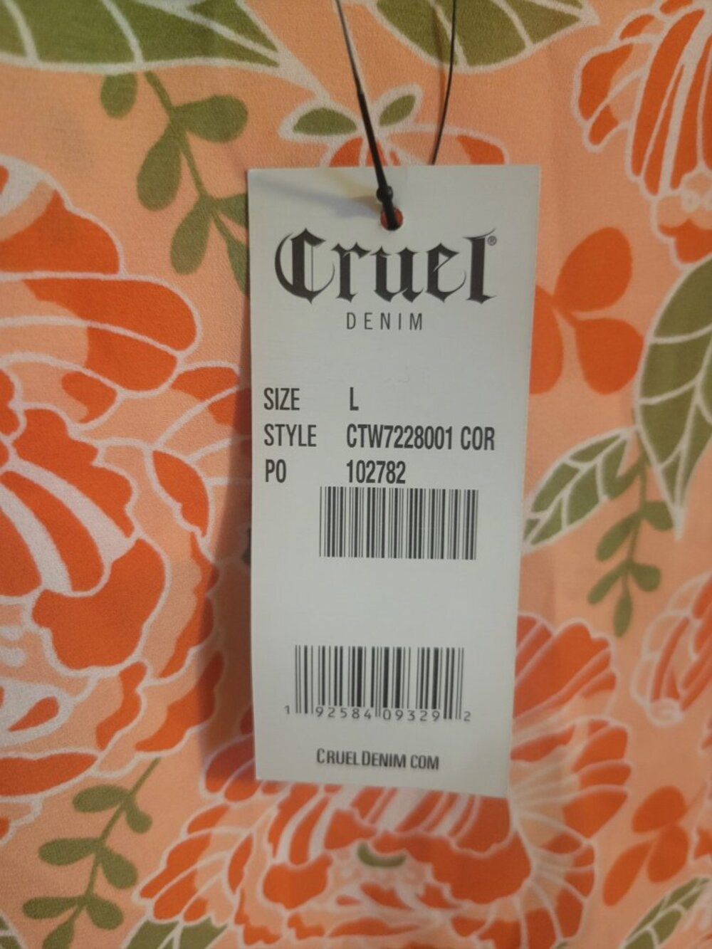 Cruel Denim NWT Floral Flutter Sleeve Coral Crochet Western Top Large - Picture 4 of 6